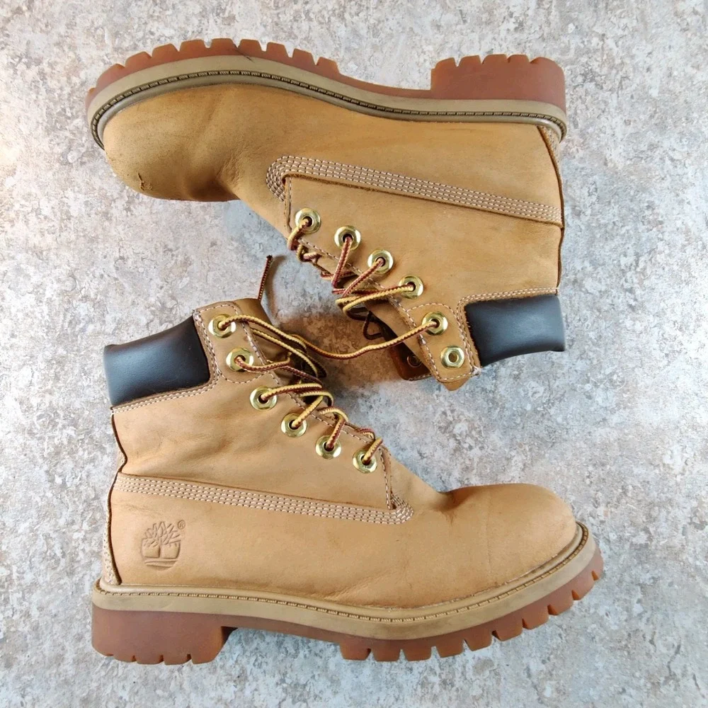 Timberland 6 Inch Leather Waterproof Boots 12909 Wheat Nubuck Youth Size 4‎